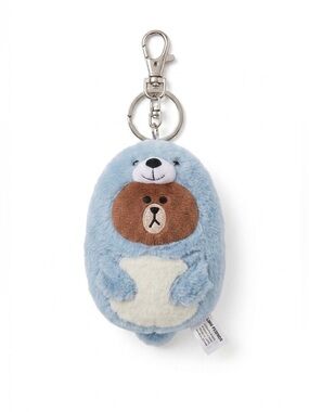 Authentic LINE FRIENDS Brown Bear in Sea Otter Plush Keychain
